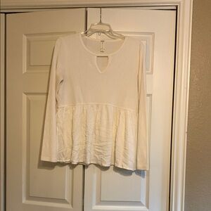 Altar'd State Cream Peplum Long Sleeve Blouse